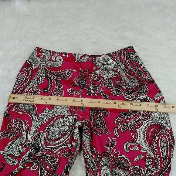 Talbots Size 8 Paisley Magenta Sleek Pants Career Pop Trendy Vibrant Unique - Picture 11 of 12